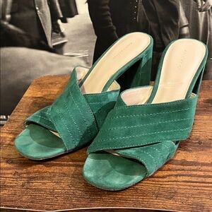 Green Suede Women's Block Heels